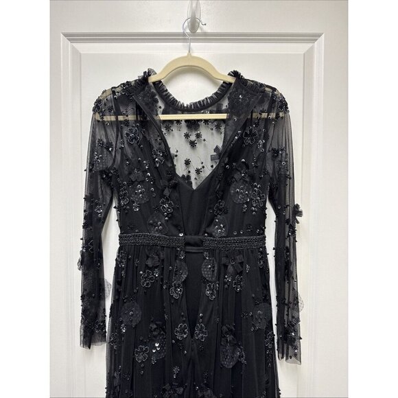 Mac Duggal Size 2 Black 9140 Sequin Beaded Long Sleeve Cocktail Party Dress New - Picture 8 of 10